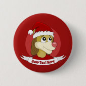 Kerstcartoon met een schattige leeuwknop ronde button 5,7 cm (Voorkant)