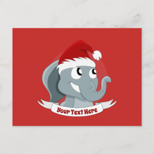Kerstcartoon met een schattige olifant briefkaart