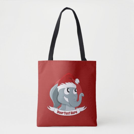 Kerstcartoon met een schattige olifant-canvas tas (Voorkant)