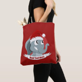 Kerstcartoon met een schattige olifant-canvas tas (Dichtbij)
