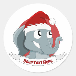 kerstcartoon met een schattige olifant klassieke r ronde sticker