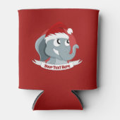 Kerstcartoon met een schattige olifant-koelbox blikjeskoeler (Voorkant)