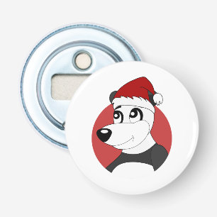 Kerstcartoon met flesopener van een schattige pand button flesopener