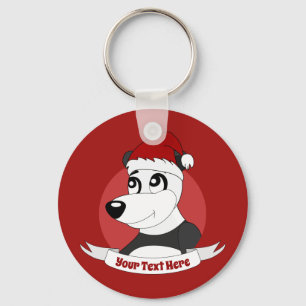Kerstcartoon met knuffelbare pandabeer-sleutelhang sleutelhanger