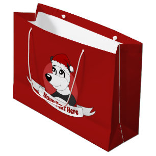 kerstcartoon met schattig panda-beer grote cadeau groot cadeauzakje