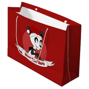 kerstcartoon met schattig panda-beer grote cadeau groot cadeauzakje