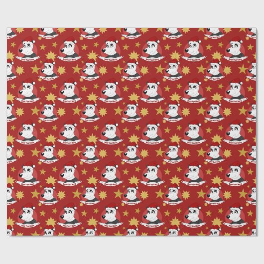 kerstcartoon met schattig panda-beer om pa te verp cadeaupapier (Vlak)