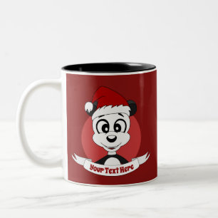 kerstcartoon met schattig panda-beer tweetone-co tweekleurige koffiemok
