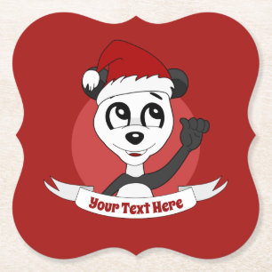 Kerstcartoon met schattige beren kust van panda kartonnen onderzetters