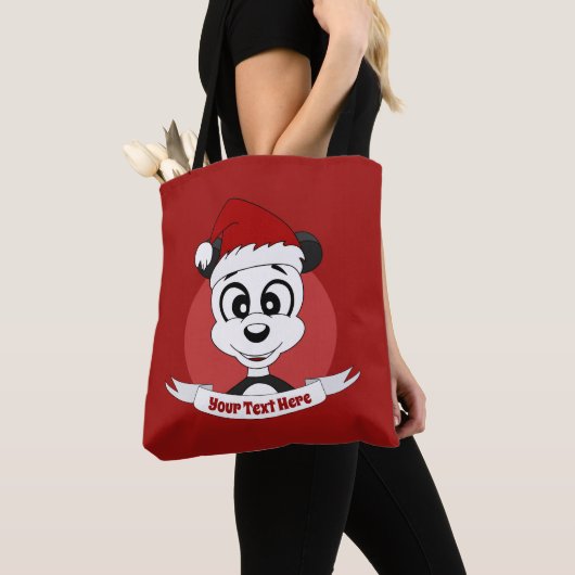 Kerstcartoon met schattige panda-beer canvas tas (Dichtbij)