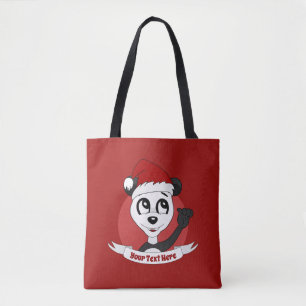 Kerstcartoon met schattige panda-beer canvas tas