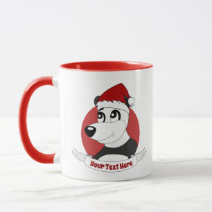 Kerstcartoon met schattige panda-beer mok