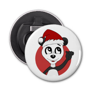 Kerstcartoon met schattige panda-beer open button flesopener