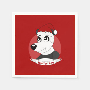 kerstcartoon met schattige panda-beren luiers servet
