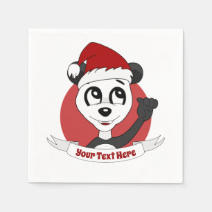 kerstcartoon met schattige panda-beren luiers servet