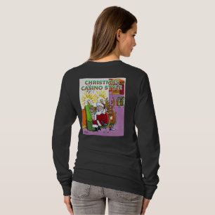 Kerstcasino-stijl vrouwen zwart, lang shirt terug