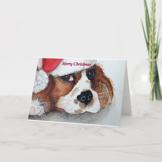 KerstCavalier King Charles Spaniel Feestdagen Kaart (Voorkant)