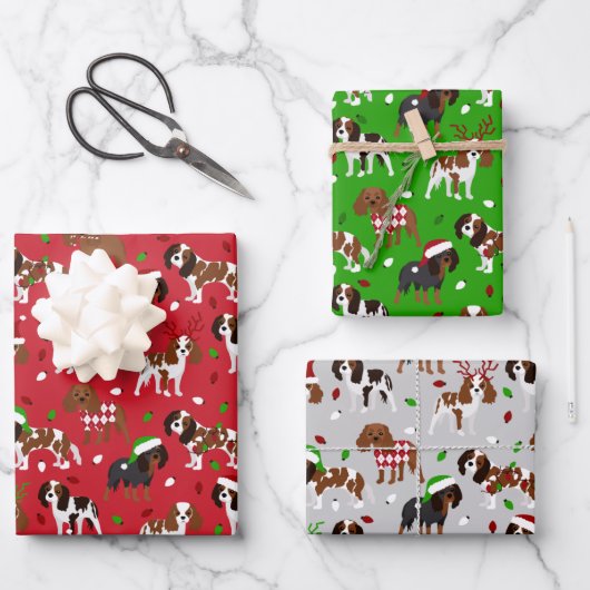 KerstCavalier King Charles Spaniel Inpakpapier Vel (Voorkant)