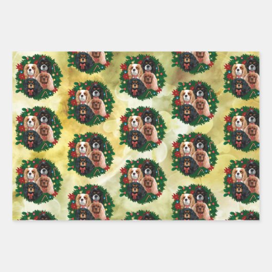 KerstCavalier King Charles Spaniel kerst Inpakpapier Vel (Voorkant 3)