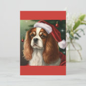 KerstCavalier King Charles Spaniel T-Shirt Feestdagenkaart (Staand voorkant)