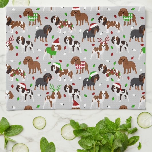 KerstCavalier King Charles Spaniel Theedoek (Gevouwen)