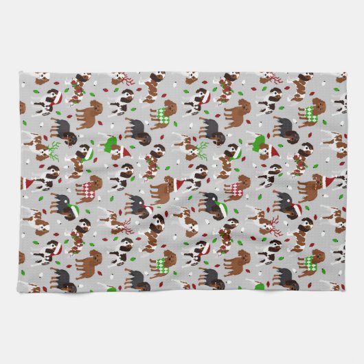 KerstCavalier King Charles Spaniel Theedoek (Horizontaal)