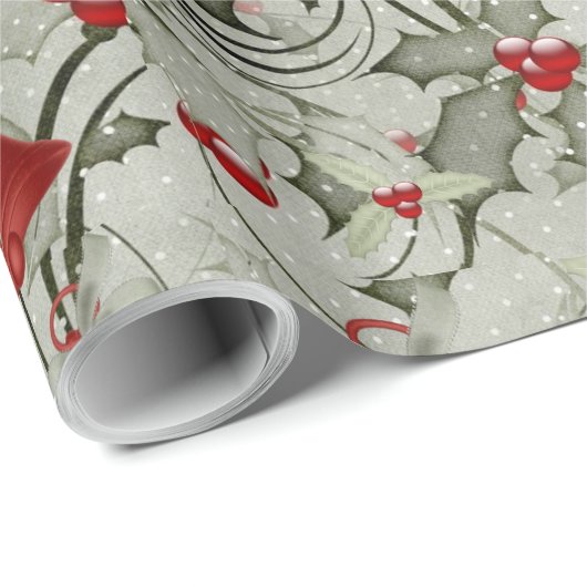 Kerstcellen en Holly Cadeaupapier (Rol Hoek)