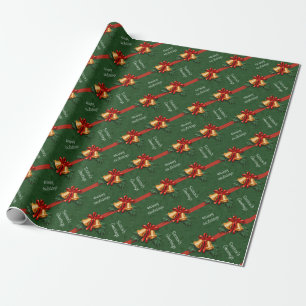 Kerstcellen en Holly Leaves Green Cadeaupapier