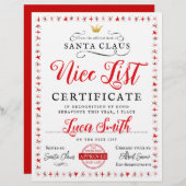 Kerstcertificaat van Nice (Voorkant / Achterkant)