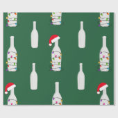 Kerstchampagne groen cadeaupapier (Vlak)