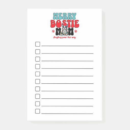 Kerstchecklist Boston Terrier Mom Post-it® Notes (Voorkant)