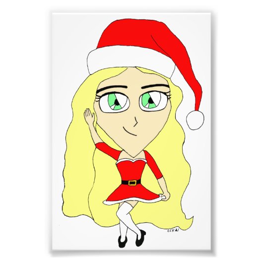 Kerstchibi Foto Afdruk (Voorkant)