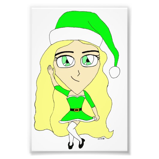 Kerstchibi Foto Afdruk (Voorkant)