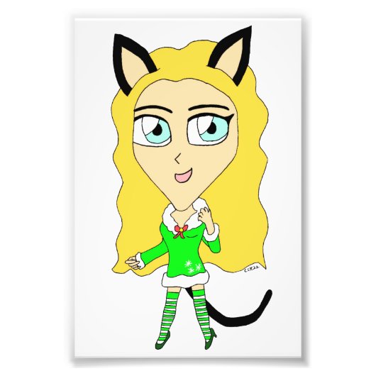 Kerstchibi Foto Afdruk (Voorkant)