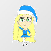 Kerstchibi Raamsticker (Vel)