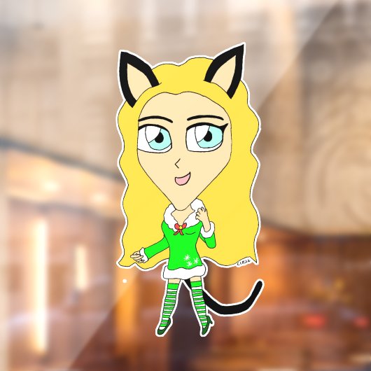 Kerstchibi Raamsticker (Vel 2)