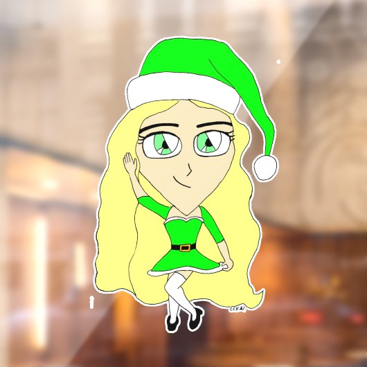 Kerstchibi Raamsticker (Vel 2)