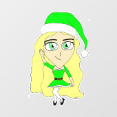 Kerstchibi Raamsticker (Vel)