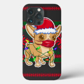 Kerstchihuahua met een medisch masker Case-Mate iPhone case (Achterkant)