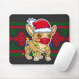 Kerstchihuahua met een medisch masker muismat
