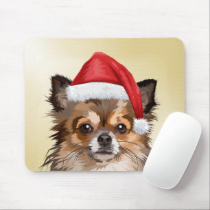Kerstchihuahua puppy met kersthoed muismat