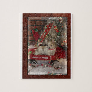 Kerstchihuahua tspot met een kruideniersmond legpuzzel