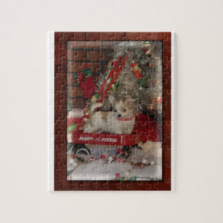 Kerstchihuahua tspot met een kruideniersmond legpuzzel