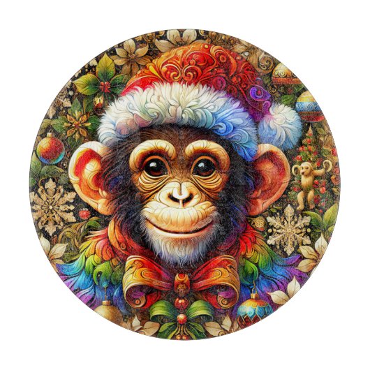 KERSTCHIMPANSEE ~ Snijplank (Voorkant)