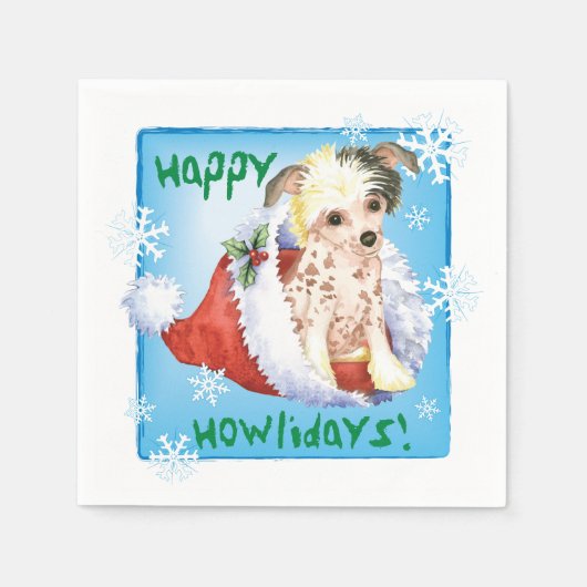 KerstChinese Crested Napkins Servet (Voorkant)