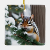 kerstchipmunk keramisch ornament (Voorkant)