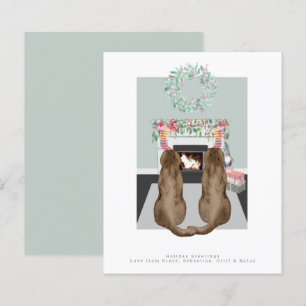 Kerstchocolade Labrador Dogs Fireplace Scene