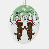 kerstchocolade-labradors Cartoon Keramisch Ornament (Rechts)