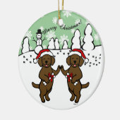 kerstchocolade-labradors Cartoon Keramisch Ornament (Links)