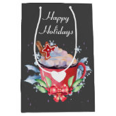 kerstchocolade op grijs medium cadeauzakje (Voorkant)